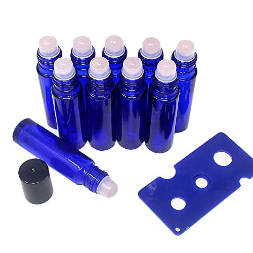 10pcs Blue 10ml Empty Refillable Bottles with Crystal Semipreciou...