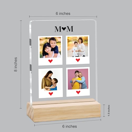 Image of Giftplease Customized Photo Frame With Wooden Stand | Personalised Printed Photo & Text Frame | Gift For Mom | Birthday | Mother's Day | (Transparent, 6x8 Inches, Tabletop) m 11