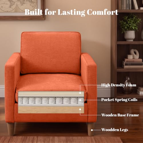 Image of Chenille Accent Chair Mid Century Modern Reading Armchair for Living Room