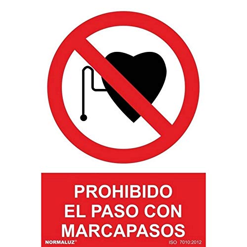 Normaluz Rd40029 - Señal Prohibido El Paso Con Marcapasos Pvc Glasspack 0,7 Mm 21X30 Cm Con Cte, Ripci