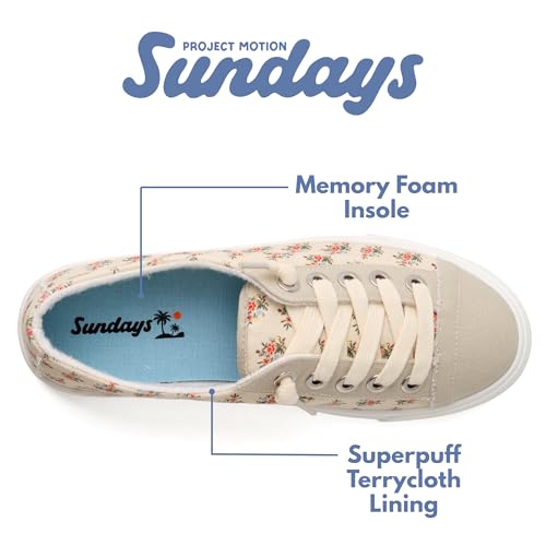 Image of Sundays Canvas Sneakers Women - Memory Foam Insole with Breathable Canvas Shoes for Women Footwear - Non-Slip with Lightweight and Comfortable Womens Sneakers