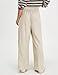 Ziqoty Women's Linen Wide Leg Pants Elastic Waist Summer Boho Palazzo Pants Beach Vacation Casual Trousers with Pockets(Apricot-M)