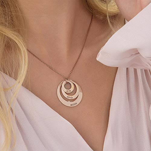 MYKA - Personalized Engraved 3 Disc Necklace for Woman - Custom Inscribed Dangling Round Disc Pendant with Names - Jewelry for Women, Mom - Gifts for Christmas, Mother's Day4