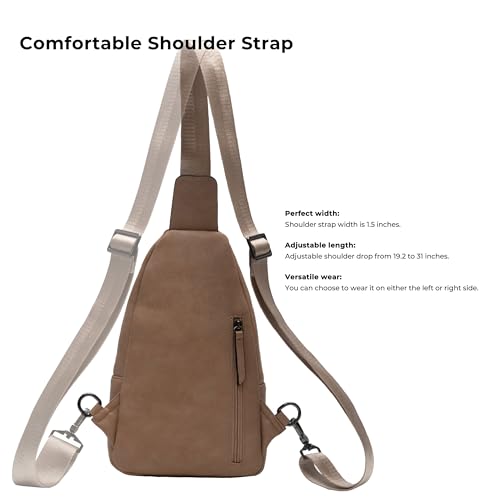 Image of Alldaily Large Sling Bag for Women Crossbody Purse Leather Fashionable Trendy Chest Bag for Travel, Fanny Pack (Beige)