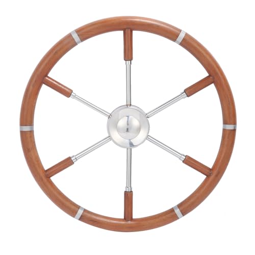 Volante per barca 17,72 pollici, Volante a 6 razze in acciaio inox 304 per timoni con albero conico...