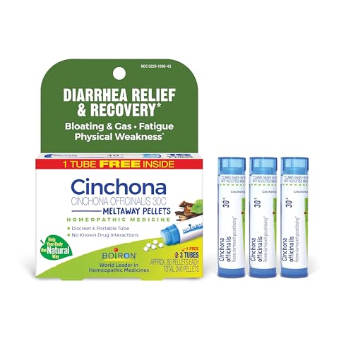 Boiron Cinchona 30C Homeopathic Medicine for Relief from Diarrhea, Bloating, Gas, Fatigue, and Physical Weakness - 3 Count (240 Pellets)