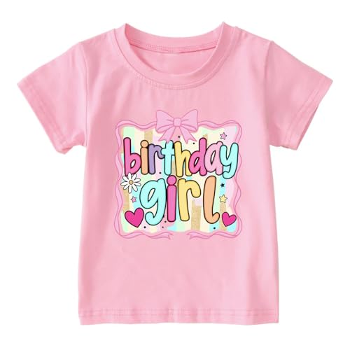 Image of Birthday Girl Shirt 2nd 3rd 4th 5th 6th 7th Girls Birthday T-Shirts Toddler Mermaid Unicorn Cotton Short Sleeve Tee Tops