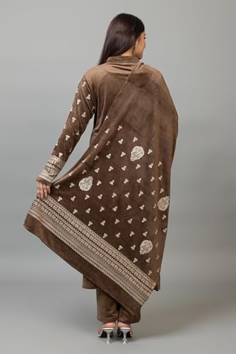 Image of HIFZAA velvet kurta palazzo set with dupatta for womens printed winter wear suit M to 4xl