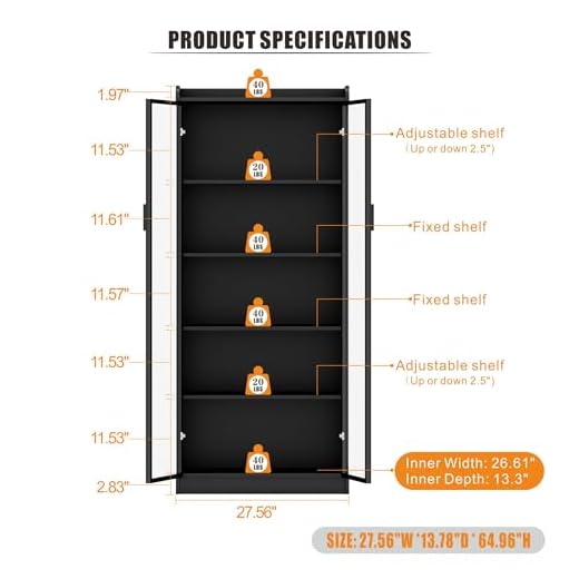 Dystler LED Display Cabinet with Adjustable Shelves