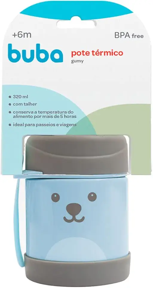 Buba Pote Termico C/Colher - Gumy Azul Azul