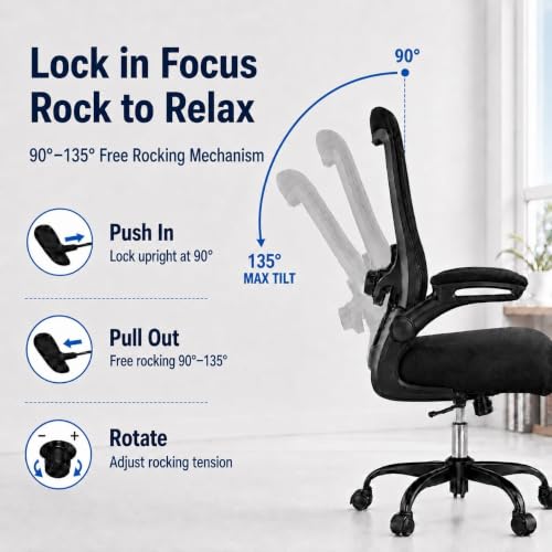 Image of Ergonomic Office Chair for Long Hours, Adjustable Padded Lumbar Support for Lower Back Relief, 330 lb Capacity, Comfortable Computer Desk Chair for Home Office, Work & Study