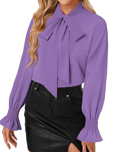 Image of LYANER Women's Bow Tie Neck Business Work Blouse
