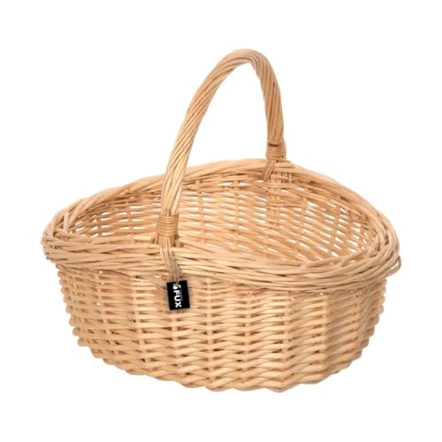Handkorb Weide oval gross geflochten Allzweckkorb Einkaufskorb 42x37cm