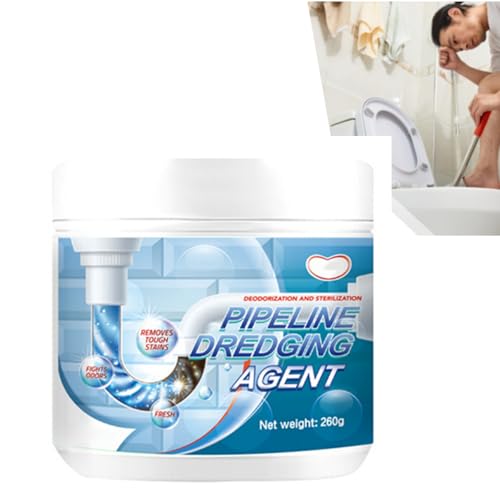 Potente detergente per scarichi, anti dragaggio, ad azione rapida, per lavandini, docce, servizi igienici e scarichi, sicuro su tubi, rimuove gli odori (260 g)