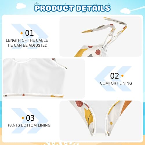 KLL Autumn Gnomes Yellow Leaves Berries Vintage Girls Two Pieces Bikini Sets Scoop Neck Bathing Suit Swimming Suits4