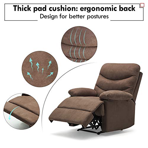 HEYNEMO Recliner Chair, Modern Recliner Chair for Living Room, Manual Adjustable Recliner Chair Recliner Sofa for Living Room Bedroom Office, High Back Comfortable Single Chair Recliner Chair Coffee - Thumbnail 7