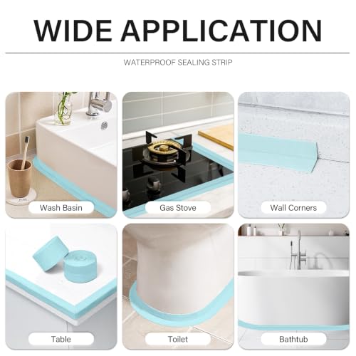Image of 3 Rolls 10.5 Feet Caulk Tape Toilet Caulking Strip Self Adhesive Bathroom Sealing Peel and Stick Caulk Strip for Bathtub, 1.5 Inches