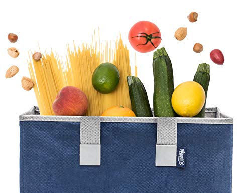 Planet E Reusable Foldable Grocery Bags with Reinforced Bottoms (Pack of 3, Navy)