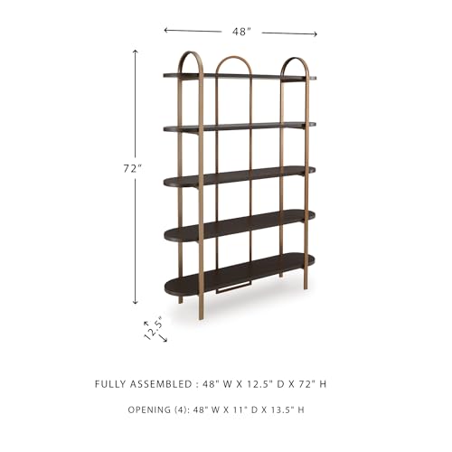 Signature Design by Ashley Brentmour 72" H Bookcase, Metallic & Dark Brown - Image 4