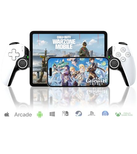 arVin Mobile Gaming Controller für iPhone/iPad/Android/Tablet/Switch, Ersatz für PS Portal,Kabelloses Gamepad mit Hall-Effekt Joysticks/Hall Trigger, Unterstützung von Streaming/Cloud Gaming (Weiß)