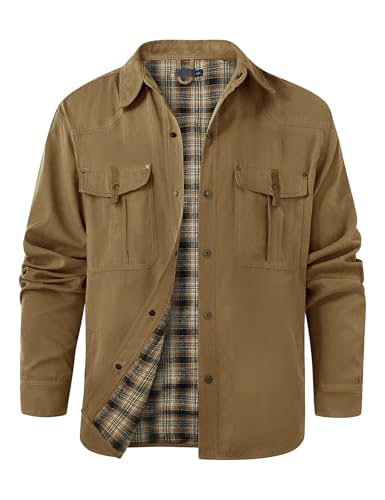 Svanco Hemdjacke Herren Leichte Sommerjacke Kariertes Futter Jacken Karo Übergangsjacke Cargo Cowboy Jacke Mit Mehreren Taschen