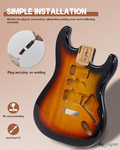 Image of Leo Jaymz DIY ST Style Electric Guitar Kits,Spray-painted Mahogany Body,Laurel Wood Fingerboard and Maple Neck, including all Components (ST Sunburst)