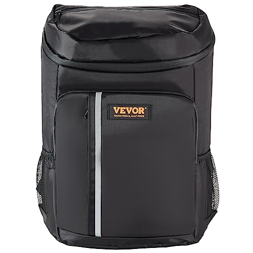 VEVOR Cooler Backpack, 20L Capacity, Waterproof and Leakproof, Adjustable Shoulder Straps, Lightweight, Black