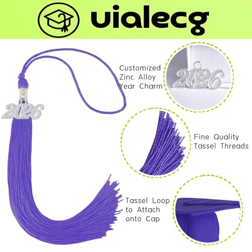 Image of Graduation Tassel 2026 for Grad Cap,Purple Tassel with Silver Charm