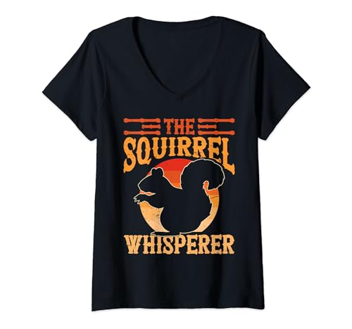 Mujer Retro Squirrel Whisperer Cute Animals Rodent Rat Lover Camiseta Cuello V