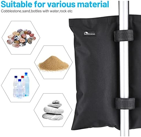 Mrrihand Gazebo Weights Set of 4 Heavy Duty, Weights for Gazebo, 1680D PVC Coating, Sandbags No Filled with Long Belt for Any Pop Up Tent Gazebo Outdoor Sun Shelter Umbrella Trampoline