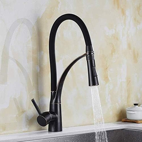 Robinet mitigeur d'évier extractible noir brossé rotatif pour cuisine moderne