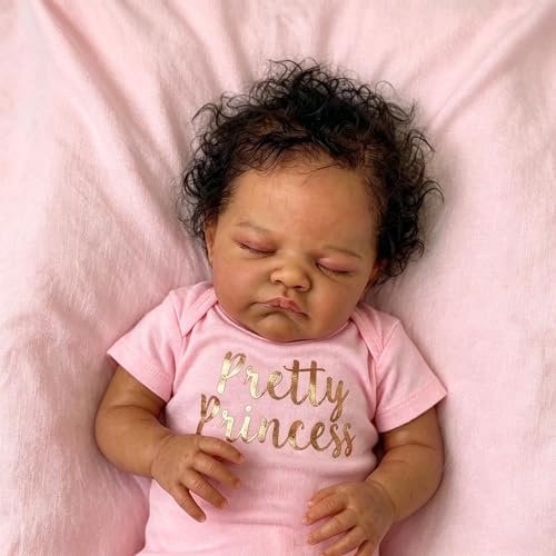 Muñeca Reborn Bebé Birracial Negra 48 cm Realista miniatura 5