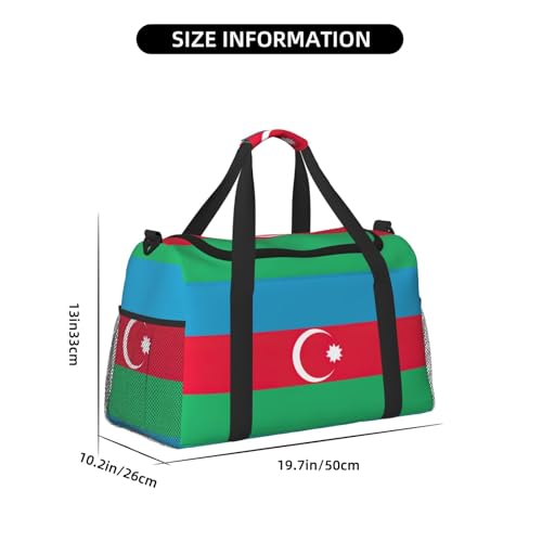 Flag of Azerbaijan print Travel Duffle Bag Gym Bag for Women,Puffer Tote Bag,Weekender Overnight Bag Organizer4