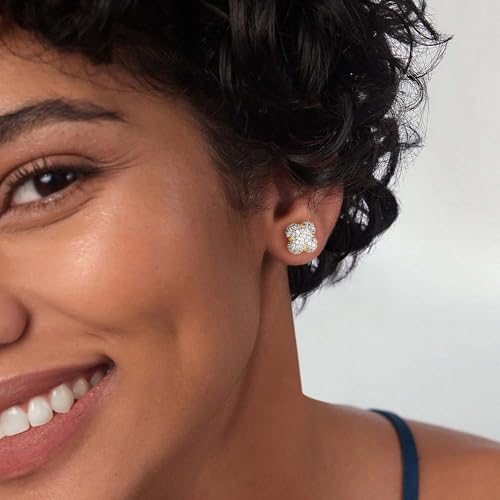 Gold Stud Earrings for Women 14K Gold Plated S925 Sterling Silver Post Hypollergenic Cubic Zirconia Oval Earrings Gold Jewelry3