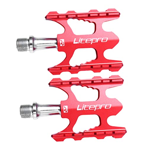 TOYANDONA Pedales Plegables Ligeros para Ciclismo Color Rojo