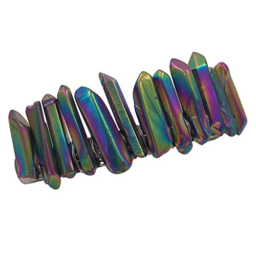 Crystal Hair Barrette Clip Boho Chic Metallic Rainbow Handmade Medium Size Women