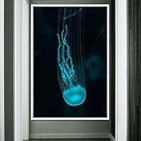 Framed Canvas Wall Art Jellyfish Bedroom Colorful Jellyfish Marine Life Multicolor Neon Photography Tropical - 16x24 inches