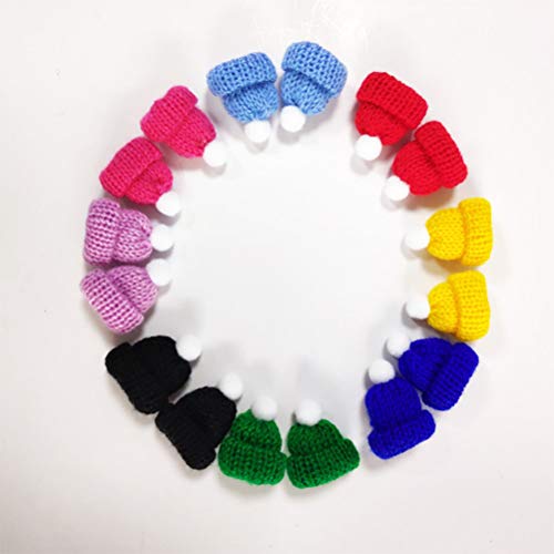 Amosfun 10 peças de gorro de malha de Natal Mini Papai Noel enfeites de árvore de Natal DIY Craft Re