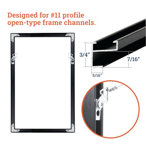 Image of PHS Metal Picture Hanger for Aluminum Framing - 24 Pcs Framing Hardware - 3-Part Frame Hanger for #11 Profile Frames - Picture Frame Parts & Accessories