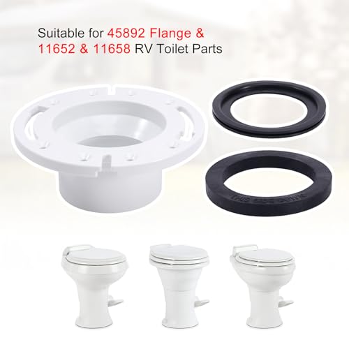 Image of 3 Inch Socket RV Toilet Flange & RV Toilet Seal Kit, Fit for RV 300 /310 /320 RV Toilets, RV Toilet 3-in-1 Kit Replaces 385345892 Flange & 385311652 & 385311658 RV Toilet Seal