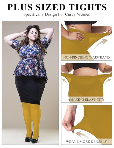 Image of Buauty Plus Size Tights for Women Ultra Soft Solid Color Semi-Opaque Pantyhose,