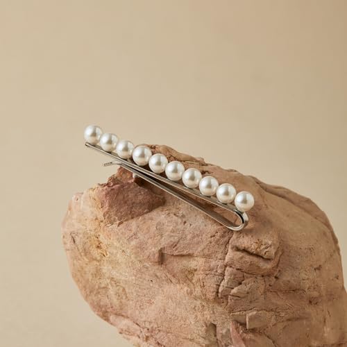 STJARNA Shell Pearl Tie Clip 6mm White Pearl 2.4inch Stainless Steel Tie Bar Wedding Handmade Jewelry ZZ-Y62