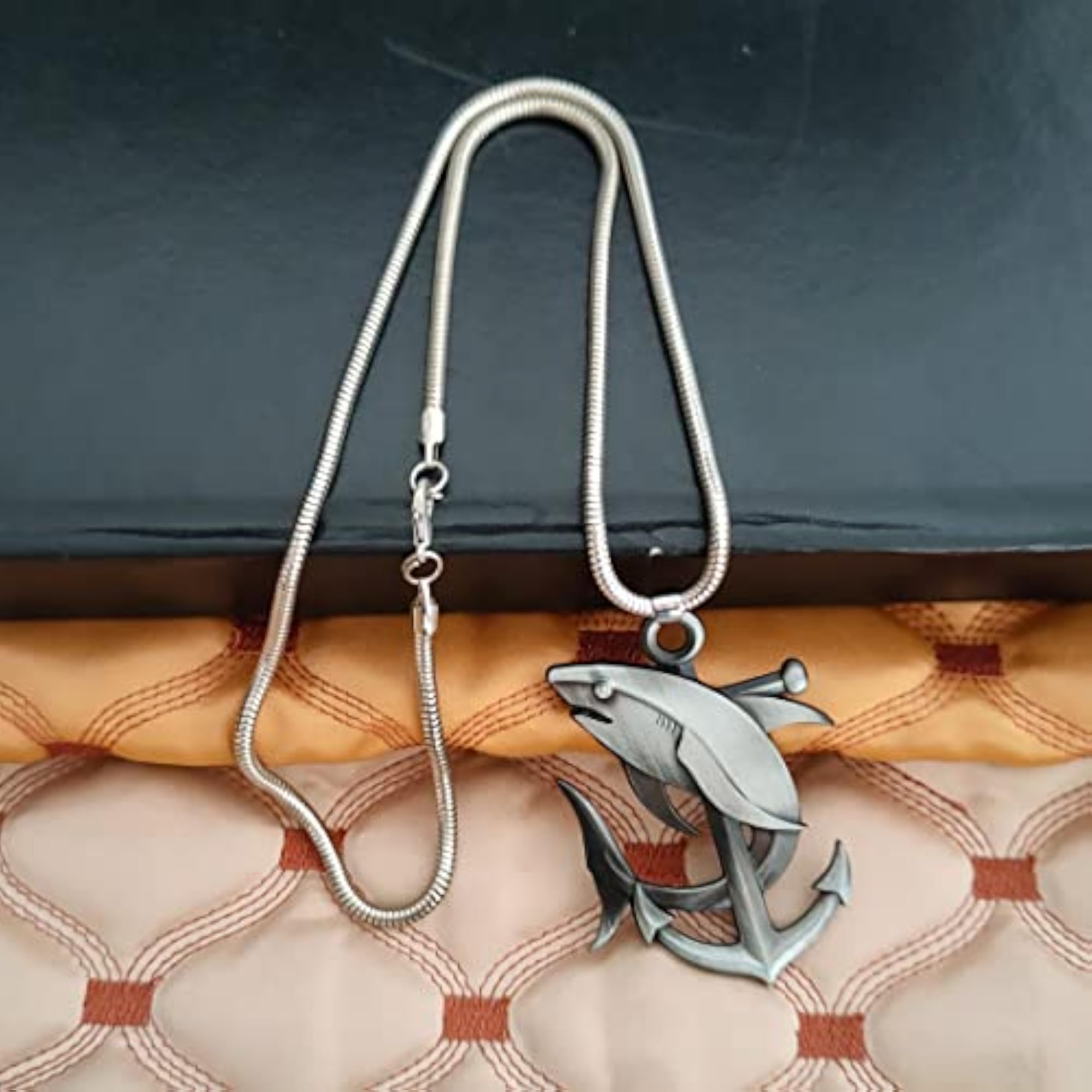 Ocean Nautical Anchor Dolphin Pendant Necklace