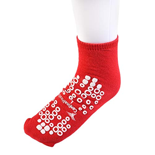 Cardinal Health 68125-RL Terry in Double Tread Patient Safety Slippers, Red, Large, Case of 48 Pairs