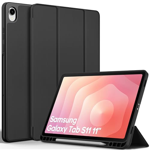 EasyAcc Funda Compatible con Samsung Galaxy Tab S11 2025 11 Pulgadas SM X730 / SM X736 mit S Portalápices, Función de Soporte, Negro