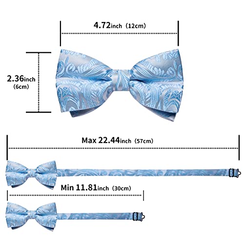Image of DiBanGu Paisley Pre-Tied Bow Ties for Men Silk Adjustable Bowtie and Pocket Square Cufflinks for Wedding Party