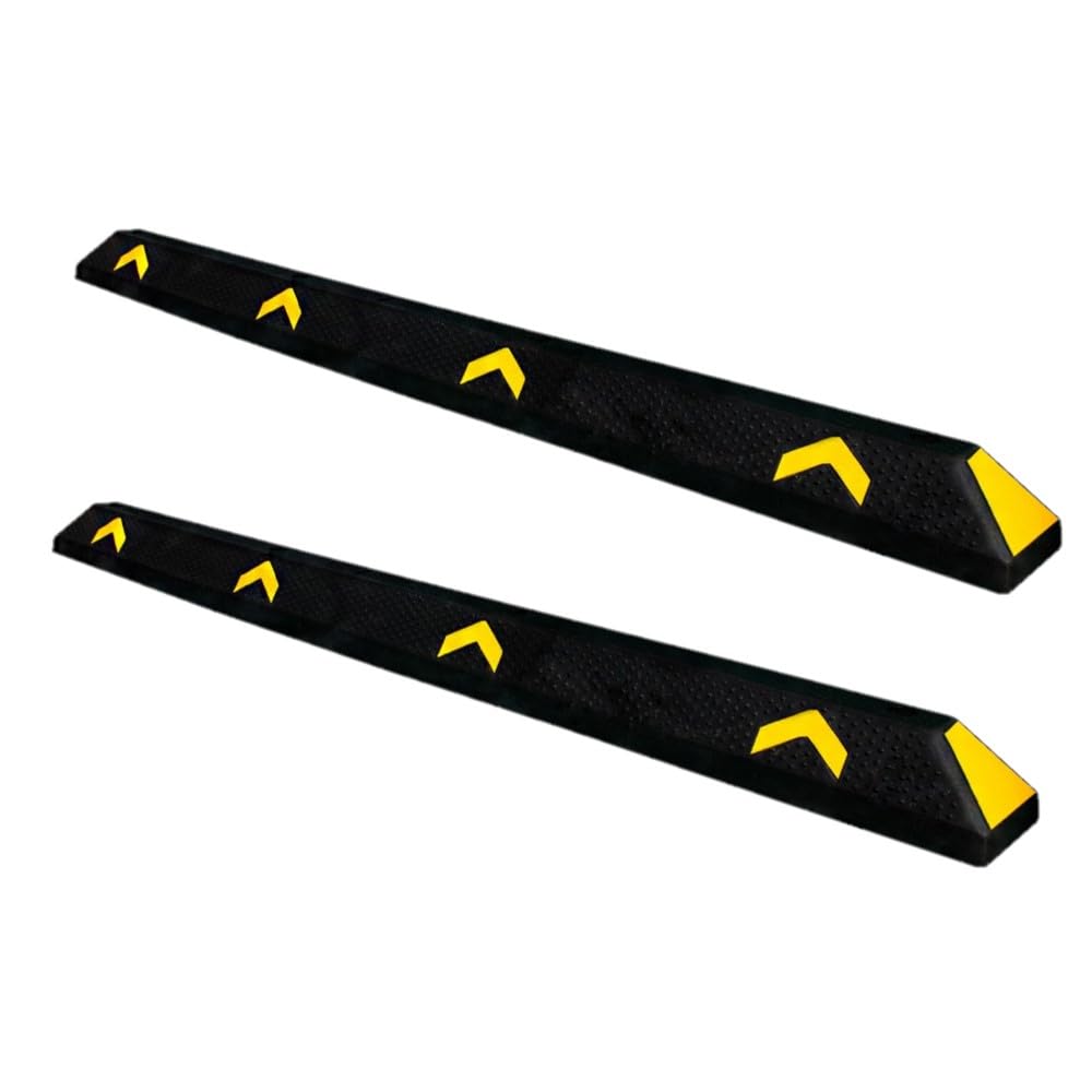 Berry 183CM Heavy Duty Parking Wheel Stopper | Recycled PVC Parking Stopper with Reflective Strips | Parking Car Stopper, RV, Truck | Long Wheel Stop Block for Garage, Driveway, (Set of 2)