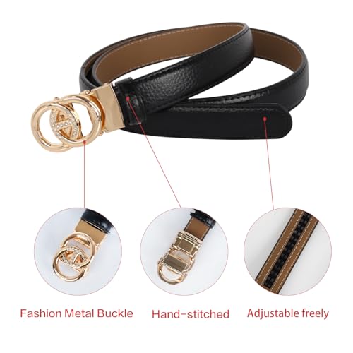 Image of Aurolran Women's Leather Belt with Buckle - Ideal for Dresses, Jeans, and Coats