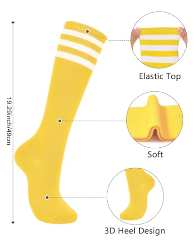 Image of Century Star Knee High Socks for Women Long Tube Socks with Stripes | Soft, Skin Friendly And Stretchy, Vibrant Colors Perfect For Daily Wear, Sports, Halloween And Christmas