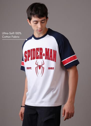 Image of Free Authority Official Marvel Spider-Man Brand New Day Graphic Printed Men's Oversized Fit T-Shirt | Pure Cotton Crew Neck Half Sleeve Casual Summer Tee